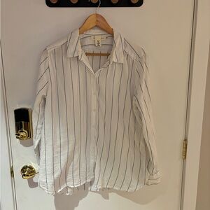 Striped white button up
